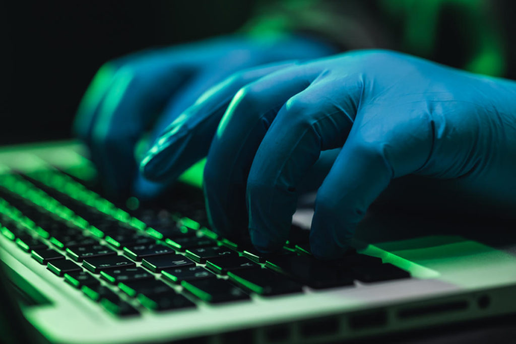 New hands with gloves ransomware
